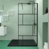 Pack Paroi de douche 90x195 cm + Receveur Noir effet pierre 140x90 cm