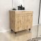 Meuble de salle de bains 80cm 2 Portes_Chêne Naturel + Vasque céramique blanche - TIMBER 80