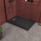Pack Receveur Noir Effet Pierre 90x140 cm et Grille décor Perforée en Inox