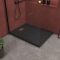 Pack Receveur Noir Effet Pierre 90x120 cm et Grille décor Linéaire en Inox