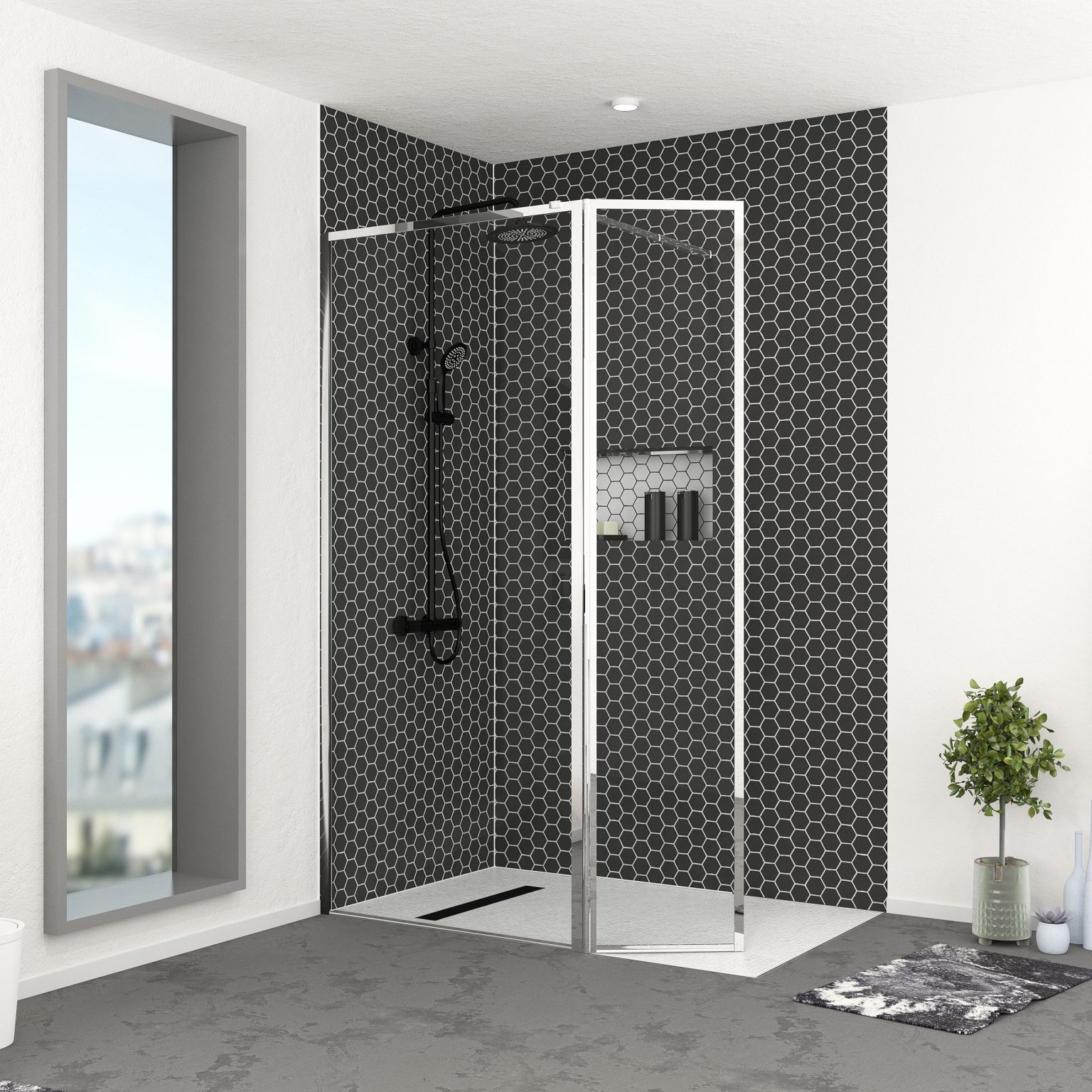 Paroi De Douche Avec Volet Pivotant Chrome Aurlane