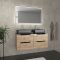 Meuble salle de bains 120cm Chêne et noir, Vasques rectangulaires et Miroir Black Led 120x70 - OMEGA