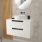 Meuble salle de bains 80 cm Blanc Laque a suspendre - 2 tiroirs - Vasque Blanche 36 cm
