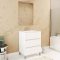 Pack Meuble Salle de Bains 60cm Blanc 3 Tiroirs, Vasque, Miroir 60x80 et réglette Led - XENOS