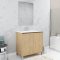 Pack Meuble Salle de Bains 80cm Chêne Clair 2 Portes, Vasque, Miroir 60x80 et réglette Led - XENOS