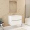 Pack Meuble Salle de Bains 80cm Blanc 2 Tiroirs, Vasque, Miroir 60x80 et réglette Led - XENOS