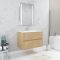 Pack Meuble Salle de Bains 80cm Chêne Clair 2 Tiroirs, Vasque, Miroir 60x80 à Leds intégrées - XENOS