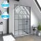 Paroi de douche Déco 120x195cm Verre Anticalcaire 8mm Sérigraphié - Barre de fixation Noir Mat
