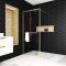 Paroi de Douche Or Doré Brossé 90x200cm - Porte-Serviette et Etagère