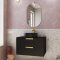 Meuble Salle de Bains 80cm Noir Mat et Or Doré 2 Tiroirs - Vasque Noire - Miroir & Applique Led