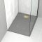 Pack Receveur Gris Effet Pierre 90x120 cm et Grille décor Linéaire Or Doré Brossé