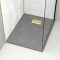 Pack Receveur Gris Effet Pierre 70x90 cm et Grille décor Linéaire Or Doré Brossé