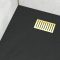 Pack Receveur Noir Effet Pierre 80x100 cm et Grille décor Linéaire Or Doré Brossé