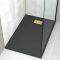 Pack Receveur Noir Effet Pierre 80x120 cm et Grille décor Linéaire Or Doré Brossé