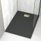 Pack Receveur Noir Effet Pierre 90x120 cm et Grille décor Linéaire Or Doré Brossé