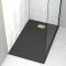 Pack Receveur Noir Effet Pierre 90x140 cm et Grille décor Linéaire Or Doré Brossé