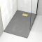 Pack Receveur Gris Effet Pierre 80x120 cm et Grille décor Perforée Or Doré Brossé
