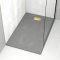 Pack Receveur Gris Effet Pierre 90x140 cm et Grille décor Perforée Or Doré Brossé