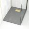 Pack Receveur Gris Effet Pierre 70x90 cm et Grille décor Perforée Or Doré Brossé
