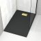 Pack Receveur Noir Effet Pierre 80x120 cm et Grille décor Perforée Or Doré Brossé