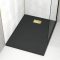 Pack Receveur Noir Effet Pierre 90x120 cm et Grille décor Perforée Or Doré Brossé