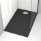 Pack Receveur Noir Effet Pierre 90x140 cm et Grille décor Perforée Or Doré Brossé