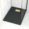 Pack Receveur Noir Effet Pierre 70x90 cm et Grille décor Perforée Or Doré Brossé