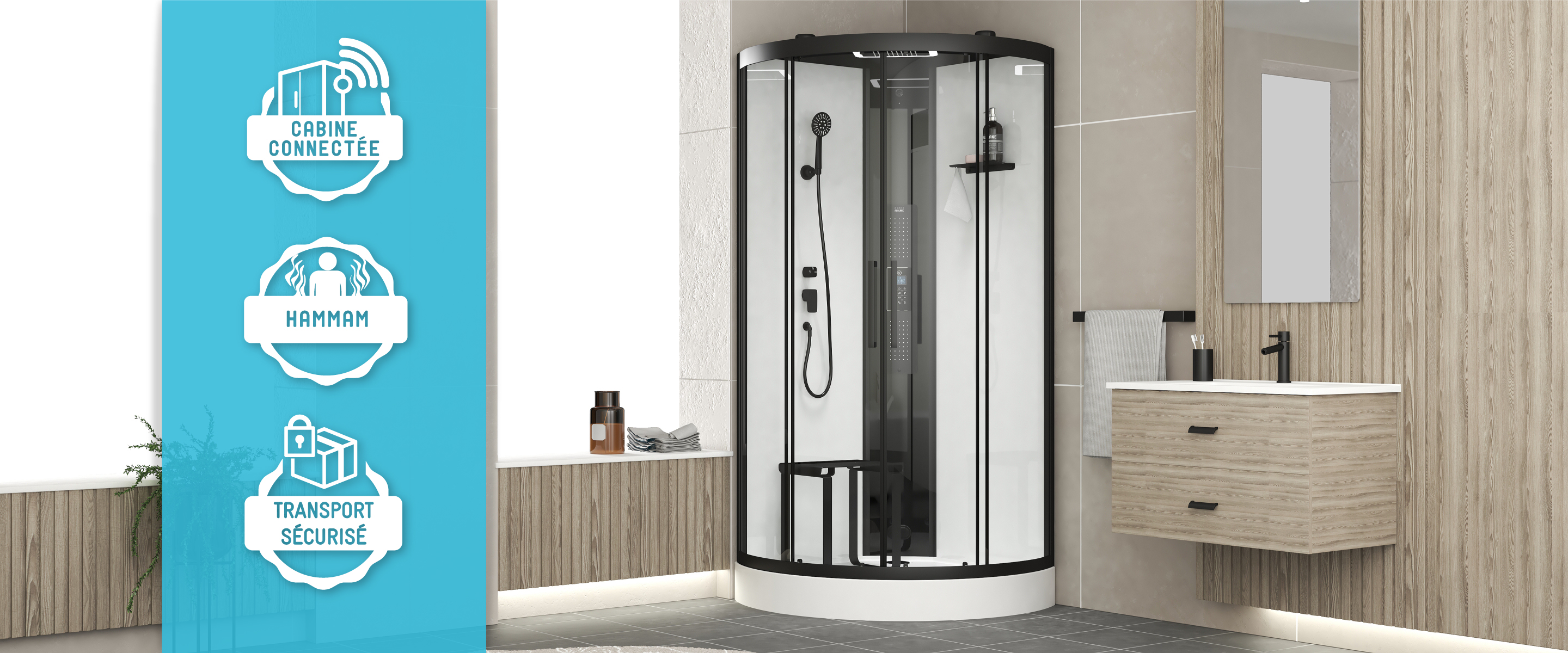 Cabine de douche full options avec hammam et hydrojet - kgt-france