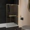 Pare baignoire Rabattable 75x130cm en Verre trempé - Porte-serviette et Etagère Or Doré Brossé