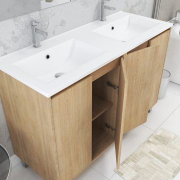 Miroir salle de bain 120 cm + meuble double vasque - Aurlane