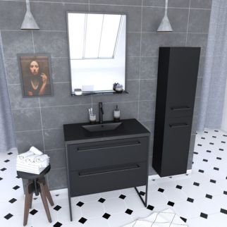 Ensemble meubles salle de bain noir