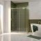 Pack Porte de Douche Coulissante 140x200cm et Retour 80cm - Profilés Or Doré Brossé - Verre 6mm