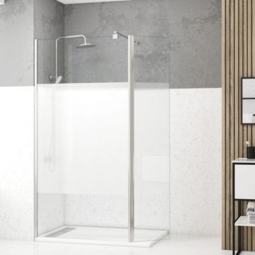 paroi de douche bande dépolie avec volet pivotant