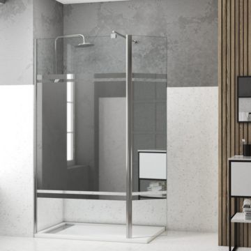 paroi de douche bande miroir avec volet pivotant