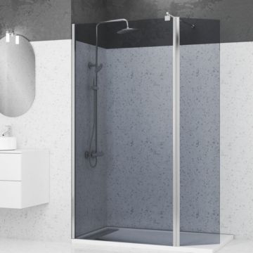 Paroi de douche fumée avec volet pivotant