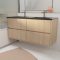 Meuble de salle de bains 120 cm 4 Tiroirs Chêne Clair + Vasque Double Céramique Noire - XENOS