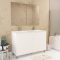 Meuble Salle de Bains 120 cm Laqué Blanc 4 Portes, Vasque, Miroirs 60x80 et Réglettes Led - XENOS