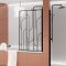 Pare baignoire rabattable 80x140cm Sérigraphie Art Déco Arrondie Noire mate