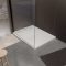 Receveur de douche en résine blanc 90x120x3 cm effet pierre granit + grille linéaire blanche mate