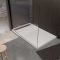 Receveur de douche en résine blanc 80x140x3 cm effet pierre granit + grille linéaire chrome