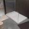 Receveur de douche en résine blanc 80x140x3 cm effet pierre granit + grille linéaire blanche mate