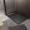 Receveur de douche en résine noir 80x140x3 cm effet pierre granit + grille linéaire chrome