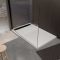 Receveur de douche en résine blanc 90x140x3 cm effet pierre granit + grille linéaire noire mate