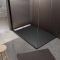 Receveur de douche en résine noir 80x120x3 cm effet pierre granit + grille linéaire blanche mate