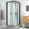 Cabine de douche carrée 80x80x200 cm - Portes coulissantes - Fonds Blancs & Profilés Noir Mat