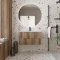 Meuble de Salle de Bains LEON 80cm Décor Bois - 2 Tiroirs en MDF Ondulés - Vasque à encastrer