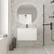 Meuble de Salle de Bains LEON 80cm Blanc Neige - 2 Tiroirs en MDF Ondulés - Vasque à encastrer