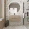 Meuble de Salle de Bains LEON 80cm Marron Glace - 2 Tiroirs en MDF Ondulés - Vasque à encastrer