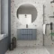 Meuble de Salle de Bains LEON 80cm Gris - 2 Tiroirs en MDF Ondulés - Vasque à encastrer