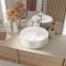 VASQUE TERRAZZO GRIS - Diam 35cm x 12cm - RONDE EN CERAMIQUE BLANC MAT